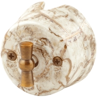 Нажмите для увеличения Выключатель одноклавишный (проходной) 2-х позиционный фарфоровый Salvador цвет Мрамор, OP11MR